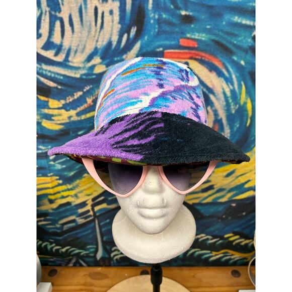 Van Gogh Inspired Terry Cloth Bucket Hat | Handmade Cotton-Lined Small 21.5\